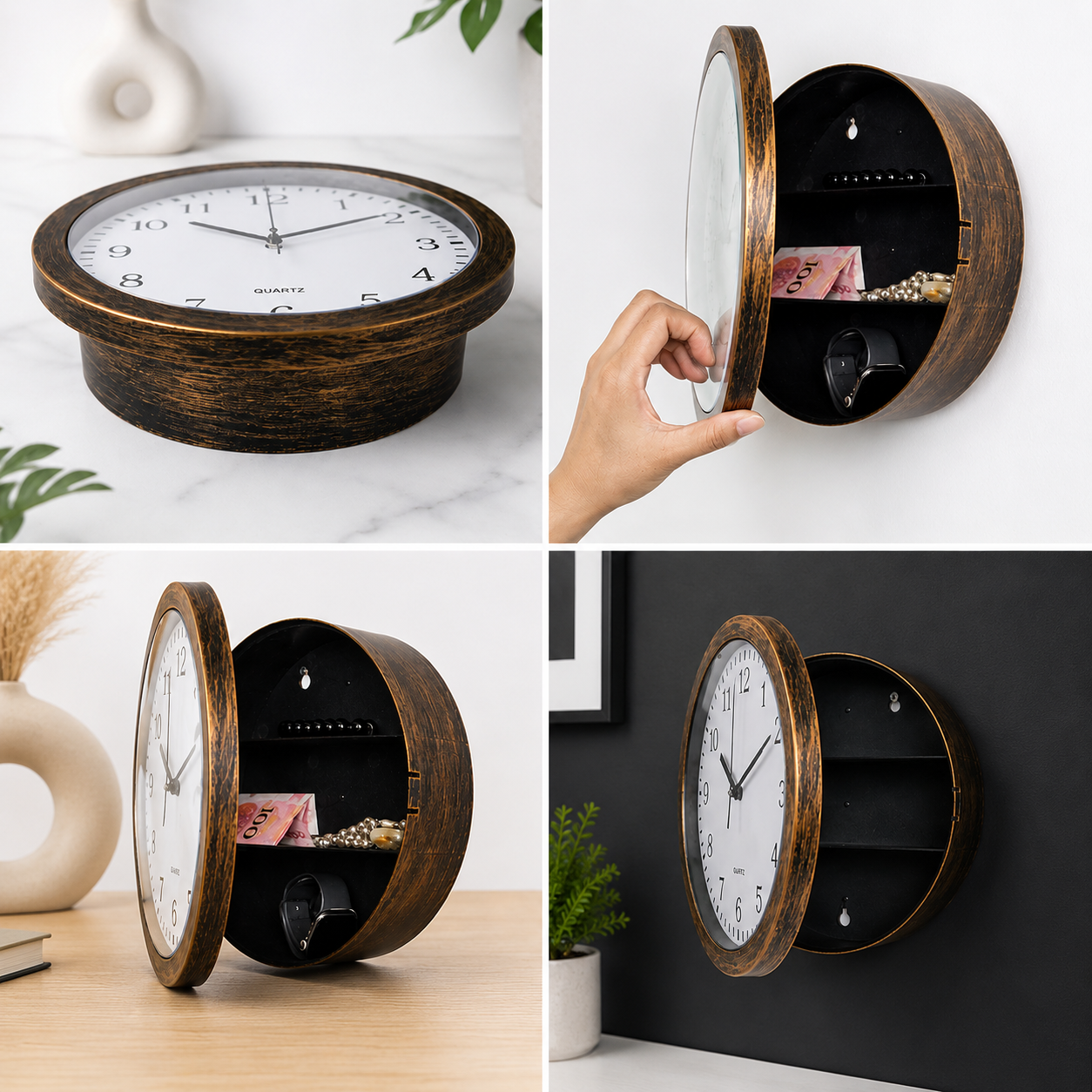 NeonDeco Horloge Rétro avec Coffre Secret