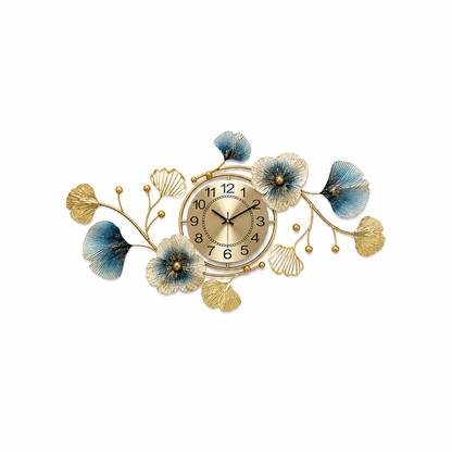NeonDeco Horloge Murale Décorative Ginkgo Doré 83 × 48 cm