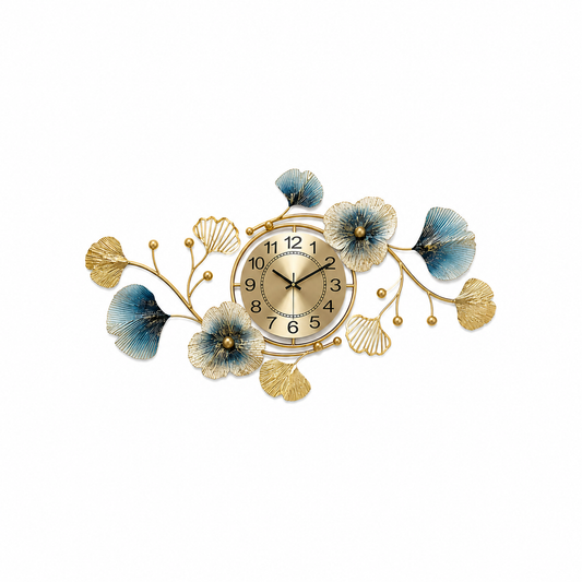 NeonDeco Horloge Murale Décorative Ginkgo Doré 83 × 48 cm