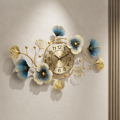 NeonDeco Horloge Murale Décorative Ginkgo Doré 83 × 48 cm