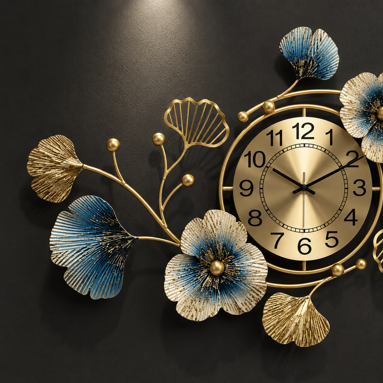 NeonDeco Horloge Murale Décorative Ginkgo Doré 83 × 48 cm