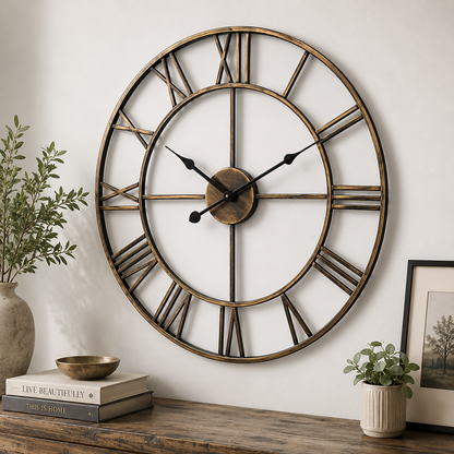 NeonDeco Horloge Murale Rétro à Chiffres Romains